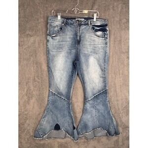 K Jordan Women's Light Blue Distressed Boot Cut Jeans